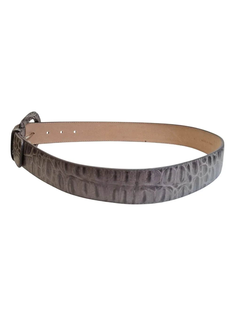 Set of 2 Talbots Women's Belts: Black Calf Hair S & Gray Leather Embossed 32